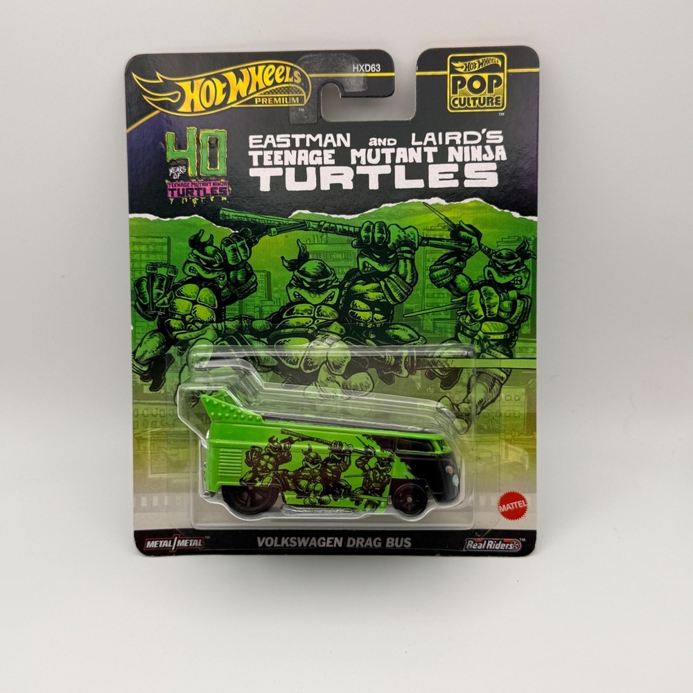 Hot Wheels Premium TMNT 40th Anniversary Volkswagen Drag Bus Real Riders HXD63